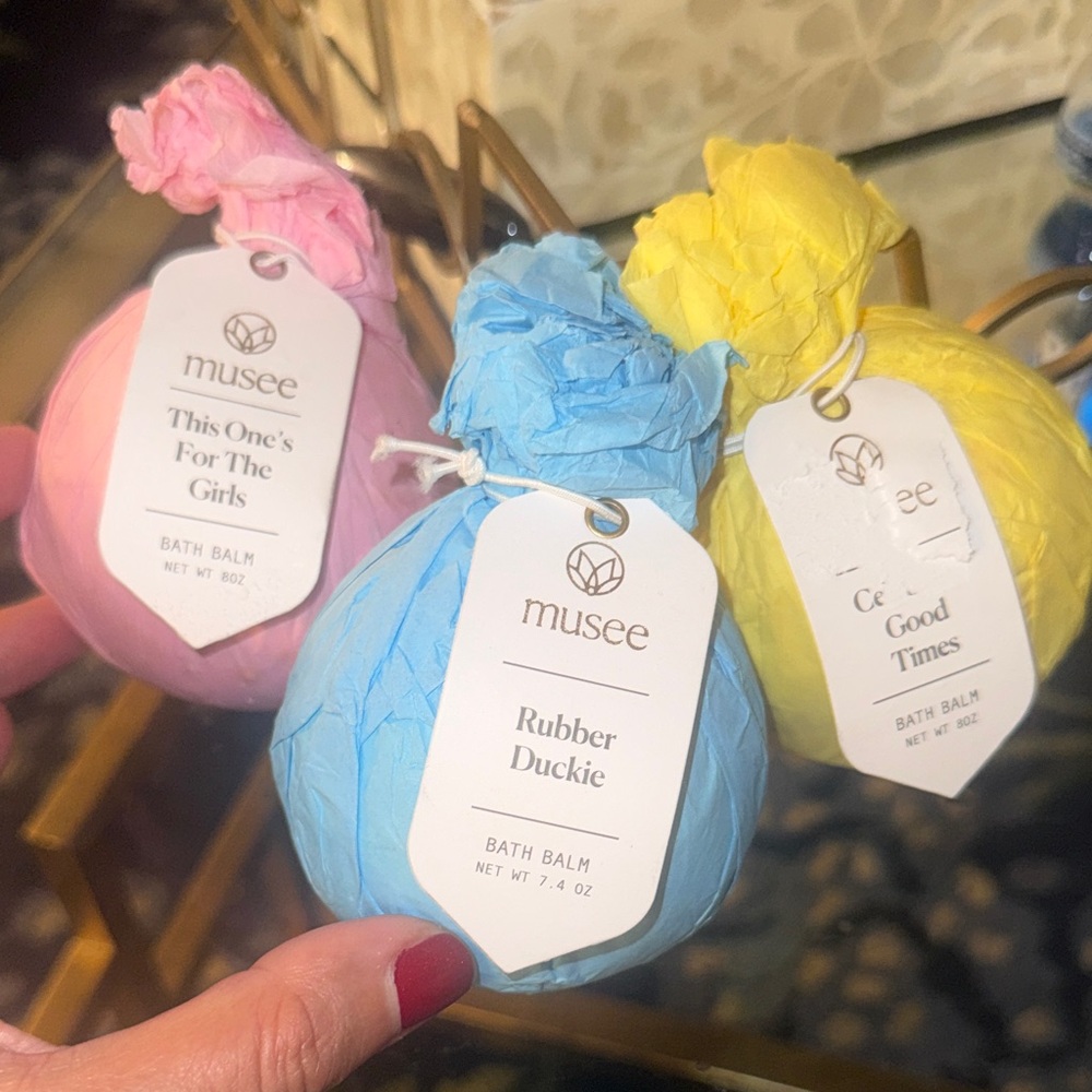 Muse Bath Balm Trio — Blue, Pink & Yellow Wrapped Ducks